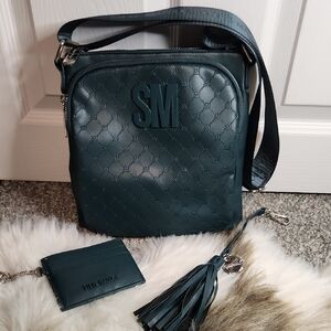 STEVE MADDEN Dark Green Crossbody Bag with Tassel And Card Holder